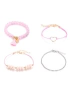 Pursehuit Set 4 bratari aurii - cu margelute roz - Trisha C2 -