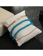 Pursehuit Set 4 bratari aurii - cu margelute turquoise - Gaspi C3 -