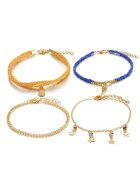 Pursehuit Set 4 bratari de picior - auriu cu portocaliu - Kinga C1