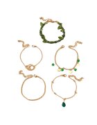 Pursehuit Set 5 bratari - aurii - cu margelute verzi - Stends C3 -