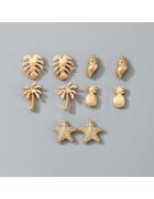 Pursehuit Set 5 perechi cercei - aurii - tema exotica - Odethe C9 -