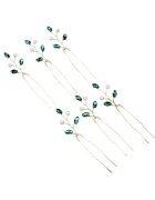 Pursehuit Set 6 accesorii de par - aurii - tip ac - cu pietre si perle - Karena C8 -