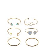 Pursehuit Set 6 bratari - aurii - cu mesaje si pietre - Sibel C18 -