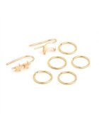 Pursehuit Set 7 cercei - aurii - ear cuff - cu luna si stele - Asker C28 -