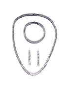 Pursehuit Set colier - cercei si bratara - tennis - argintiu - cu pietre din zirconiu - Nich C16