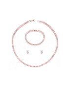 Pursehuit Set colier - cercei si bratara - tennis - rose-gold - cu pietre din zirconiu - Nicha C1