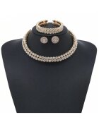 Pursehuit Set colier choker - bratara si cercei - auriu - cu pietre - Davia C23