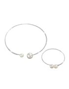 Pursehuit Set colier choker si bratara - argintiu - cu perle si pietre - Nicholas C23