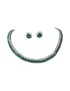 Pursehuit Set colier choker si cercei - argintiu - cu pietre verzi din zirconiu - Nicklas C1
