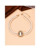Pursehuit Set colier choker si cercei - auriu - cu perle si pandantiv vintage - Arja C24