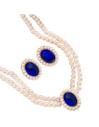Pursehuit Set colier choker si cercei - auriu - cu perle si pietre albastre - Osar C5