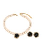 Pursehuit Set colier choker si cercei - auriu - cu perle si pietre - Orville C5