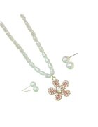 Pursehuit Set colier si 2 perechi cercei - auriu - cu perle si pietre - Levy C15 -