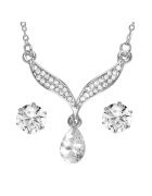 Pursehuit Set colier si cercei - argintiu - cu pietre - Claudia C11 -