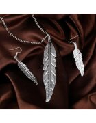 Pursehuit Set colier si cercei - argintiu - forma de pene - Karla C13 -