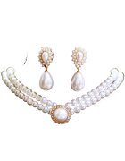 Pursehuit Set colier si cercei - auriu - cu perle - si pietre - Ossian C26