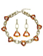 Pursehuit Set colier si cercei - auriu - cu piese maro - Karren C2 -
