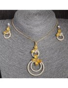 Pursehuit Set colier si cercei - auriu - cu pietre galbene - Judy C12 -