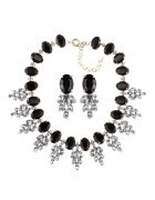 Pursehuit Set colier si cercei - auriu - cu pietre negre - Iulia C3 -