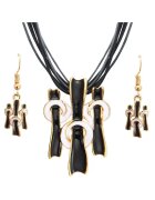 Pursehuit Set colier si cercei - negru cu auriu - Tora C3 -