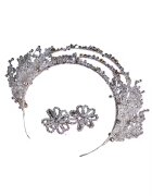Pursehuit Set coronita si cercei - argintiu - cu cristale - 58 cm - Meia C9