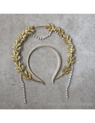 Pursehuit Tiara Halo - handmade - aurie - cu frunzulite si perle - Elvia C1 -