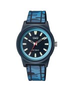 QQ Ceas barbatesc V35A-002VY - quartz - negru - albastru - bratara din otel inoxidabil