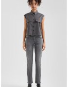 QS Blugi slim fit cu aspect decolorat - Gri inchis