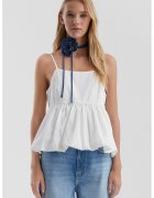 QS Bluza cu volan peplum si bretele ajustabile - Alb