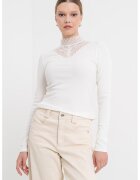 QS Bluza din amestec de modal cu insertii din dantela - Alb