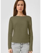 QS Bluza striata cu decolteu la baza gatului - Kaki