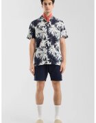QS Camasa din amestec de bumbac cu model tropical - Alb/Negru