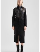 QS Fusta midi de denim cu slit frontal - Negru
