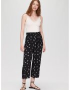 QS Pantaloni crop cu croiala ampla - Alb/Negru
