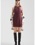 QS Rochie mini fara maneci - din piele ecologica - Visiniu
