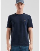 QS s.Oliver - Tricou de bumbac cu decolteu la baza gatului si text - Bleumarin