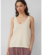 QS Top texturat cu decolteu rotund - Crem