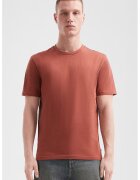 QS Tricou de bumbac cu decolteu la baza gatului - Caramiziu
