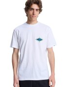 Quiksilver Tricou cu decolteu la baza gatului si imprimeu grafic - Alb/Albastru deschis