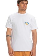 Quiksilver Tricou cu decolteu la baza gatului si imprimeu pe spate - Alb/Portocaliu/Albastru lavanda