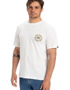 Quiksilver Tricou cu decolteu la baza gatului si logo - Alb/Kaki