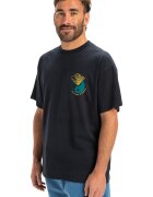 Quiksilver Tricou lejer cu model grafic pe spate - Negru/Galben/Verde persan