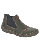 Rieker Ghete joase in stil Chelsea - verde-gri - cu cusaturi decorative - Verde