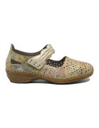 Rieker Pantofi perforati cu bareta multicolori din piele naturala RIK41399-92 - Multicolor