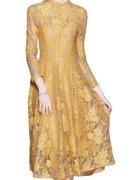 Robe Rochie midi - Kamilan - galben - dantela - flori - 100% poliester -