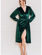  Rochie catifelata cu croiala petrecuta - Verde padure