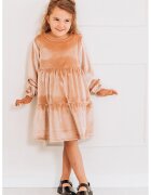  Rochie catifelata cu decolteu rotund - Bej