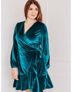  Rochie mini catifelata cu croiala petrecuta - Albastru petrol