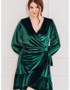  Rochie mini catifelata cu croiala petrecuta - Verde padure