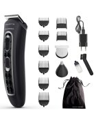 Rowenta Aparat de tuns parul si barba x Karl Lagerfeld Trim & Style 12 in 1 - autonomie 120 min - capat pentru barba cu 2 piepteni - capat pentru par cu 6 piepteni - accesoriu nas&urechi - 6500 rpm - kit curatare&intretinere - husa - negru/rosu